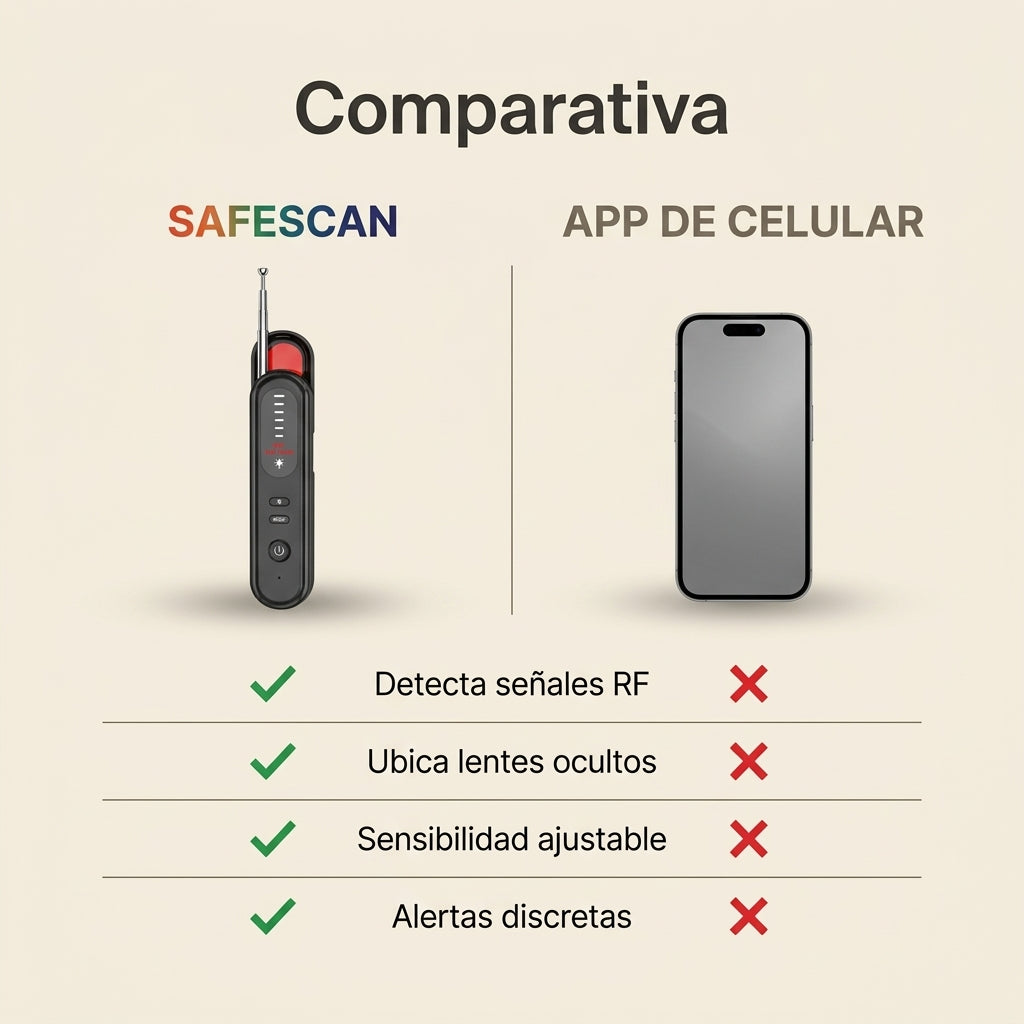 SafeScan: comparativa frente a una app de celular